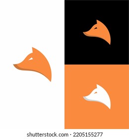 Vector simple red fox head logo in flat style	