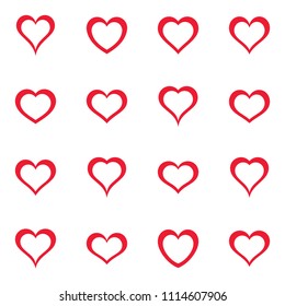 Vector simple red heart icons collection love symbols