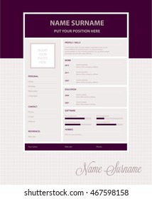 Vector simple resume template
