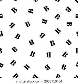 Vector simple seamless alphabet pattern with black latin letters. White repeatable unusual background.