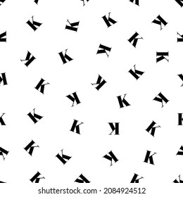 Vector simple seamless alphabet pattern with black latin letters. White repeatable unusual background.