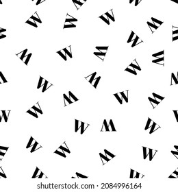 Vector simple seamless alphabet pattern with black latin letters. White repeatable unusual background.