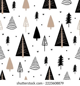 Vector simple Seamless Christmas and New Year`s pattern. Winter and Christmas elements. Wrap for gifts. Vector illustration. Doodle style.