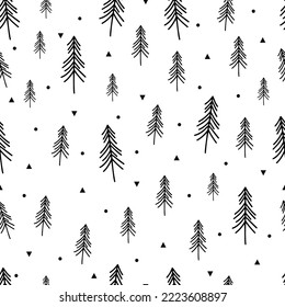 Vector simple Seamless Christmas and New Year`s pattern. Winter and Christmas elements. Wrap for gifts. Vector illustration. Doodle style.