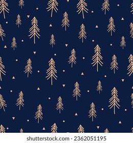 Vector simple Seamless Christmas and New Year`s pattern. Winter and Christmas elements. Wrap for gifts. Vector illustration. Doodle style.