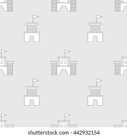 Vector simple seamless grey background with silhouettes of castles and towers. The pattern for boys. Fabric textile print