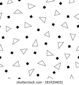 Vector simple seamless pattern with geometric shapes. Retro design, fashion style 80-90s. Trendy black and white textile texture. Minimalistic repeatable print.