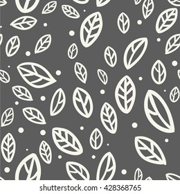 Vector simple seamless pattern with hand drawn black ink doodle design elements.  . Seamless vector texture for web, print, wallpaper, wrapping paper, fall fashion decor, card invitation