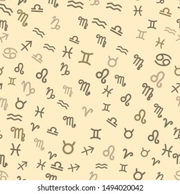 Vector simple seamless pattern with zodiac symbols