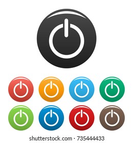 Vector simple set of power vector icons in different colors isolated on white