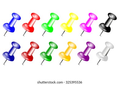 vector simple Set of Push Pin, isolated on white
