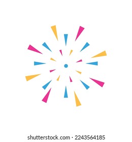 Vector simple shape triangle fireworks three color