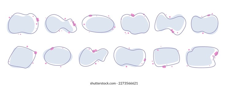 Vector simple shapes set, curved lines. Set of simple graphic elements. Liquid basic shapes. Labels stickers template, decorative creative banners, flyer or presentation.