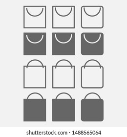 Vector Simple Shooping Bag Icon, Vector With Gray Color.