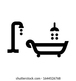 Vector simple shower and bathtub icons
