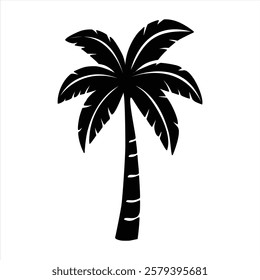 vector simple silhouette of a date palm or coconut tree