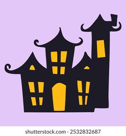 Vector | Simple Silhouette Halloween Haunted House Vector Clipart Illustration 