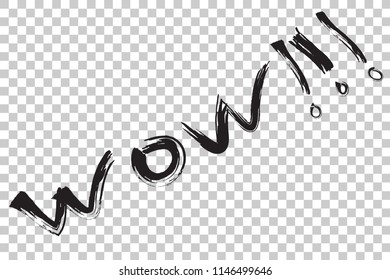 vector Simple Sketch with Black Big Marker : wow at Transparent Effect Background