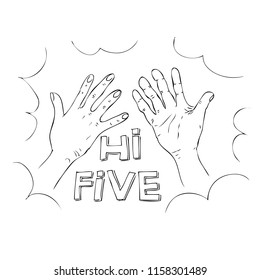 vector simple sketch, Hand give a Hi Five