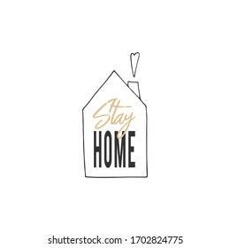 Vector simple sketch icon. A cat sits on a windowsill. Peace and quiet concept. Self isolation from society. Black and white illustration.