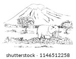 vector simple sketch of kilimanjaro mountain, tanzania