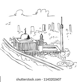 vector simple sketchy istiqlal mosque, view from top