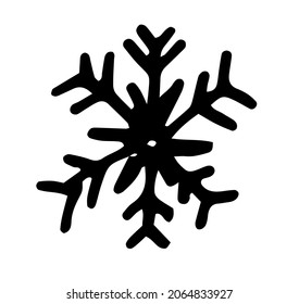 Vector simple snowflake. a hand-drawn doodle-style snowflake with black isolated lines on a white background for a winter design template. a simple eight-sided snowflake