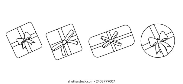 Vector simple square gift black outline  icon design Isolated on White Background outline xmas vector Design Elements Isolated on White Background Premium quality symbol sign for mobile app, web.