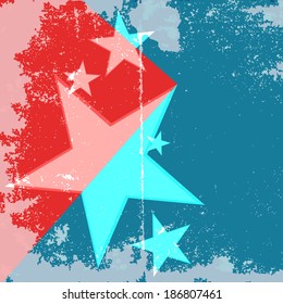 Vector simple  Stars Grunge version of American flag with text . EPS 10.