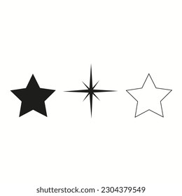 Vector Simple Stars Silhouette in Black and White illustration