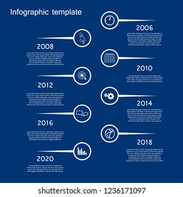 Vector simple style milestone infographic with pointers and icons