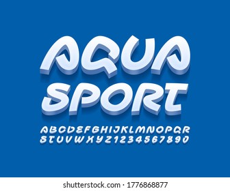 Vector simple style sign Aqua Sport. Handwritten Alphabet Letters and Numbers. Creative minimal Font