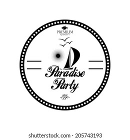 Vector Simple Stylish Black And White Beach Related Label