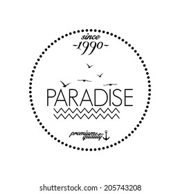 Vector Simple Stylish Black And White Beach Related Label