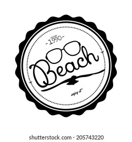 Vector Simple Stylish Black And White Beach Related Label