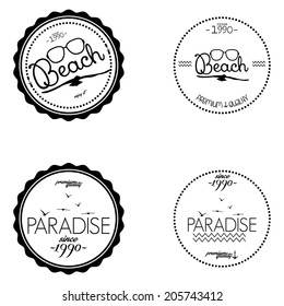 Vector Simple Stylish Black And White Beach Related Label
