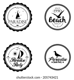 Vector Simple Stylish Black And White Beach Related Label