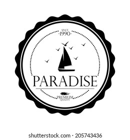 Vector Simple Stylish Black And White Beach Related Label
