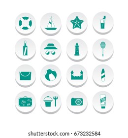 Vector Simple Summer icons on the colorless background