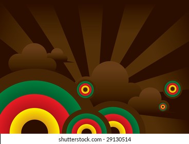 vector of simple sun and cloud background