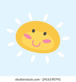 Vector a simple sun with a face and eyes cute abstract sun with rays a symbol.