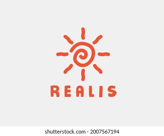 vector simple sun line minimalist ,doodle toy logo Perfect for any brand