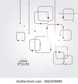 Vector simple technological background. Modern connection concept with lines and squares and dots