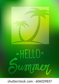 Vector simple text 'Hello summer' with green background