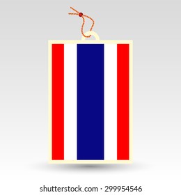 vector simple thai price tag - symbol of made in thailand - label with national flag and string
