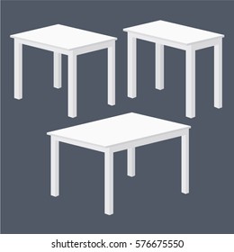 Vector simple traditional plain white tavern table isolated on grey background