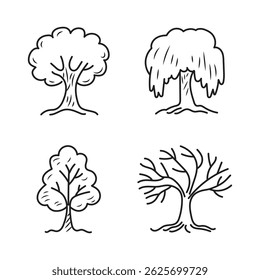 Vector Simple Tree Outline Icon Set