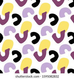 Vector simple trendy seamless pattern of abstract shapes, doodles. Colorful light style of this background for your design.