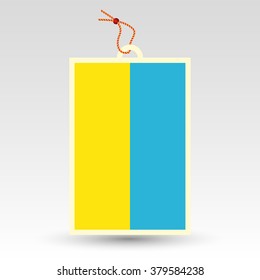 vector simple ukrainian price tag - symbol of made in ukraine - label with national flag and string