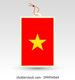 vector simple vietnamese price tag - symbol of made in vietnam - label with national flag and string